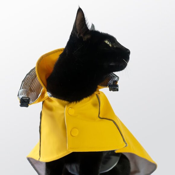 🐾 Cat Raincoat Waterproof Pet Rain Jacket Vintage Fisherman style Coat  🐾 - Picture 2 of 9